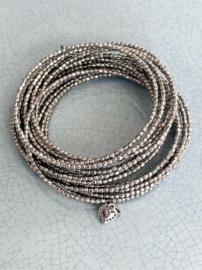Stella & Dot Silver Bead Bardot Memory Wire Wrap Bracelet
